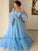 A-Line/Princess Tulle Applique Off-the-Shoulder Long Sleeves Floor-Length Dresses DEP0001383