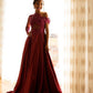 A-Line/Princess Sleeveless Off-the-Shoulder Satin Applique Floor-Length Dresses DEP0002896