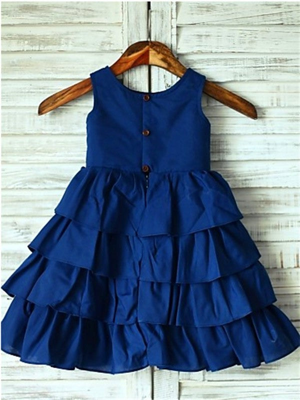 A-line/Princess Sleeveless Scoop Layers Tea-Length Chiffon Flower Girl Dresses DEP0007873