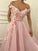 A-Line/Princess Sleeveless Off-the-Shoulder Floor-Length Applique Tulle Dresses DEP0002130