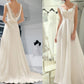 Empire Sleeveless Floor-Length V-neck Lace Chiffon Wedding Dresses DEP0006438