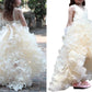 A-line/Princess V-neck Sleeveless Asymmetrical Organza Ruffles Flower Girl Dresses DEP0007808