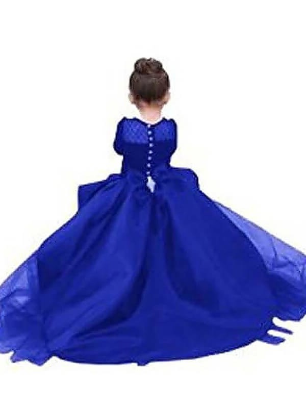 Ball Gown Scoop Long Sleeves Sash/Ribbon/Belt Sweep/Brush Train Satin Flower Girl Dresses DEP0007557