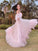 A-Line/Princess Long Sleeves Floor-Length Tulle Applique Off-the-Shoulder Dresses DEP0001440