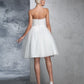 A-Line/Princess Sweetheart Hand-made Flower Sleeveless Short Net Wedding Dresses DEP0006693