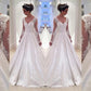 Ball Gown V-neck Long Sleeves Lace Court Train Satin Wedding Dresses DEP0005902
