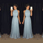 A-Line/Princess Sleeveless High Neck Pleats Floor-Length Chiffon Dresses DEP0002807