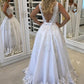 A-Line/Princess V-Neck Sleeveless Floor-Length Lace Tulle Dresses DEP0001791