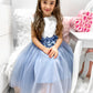 A-Line/Princess Tulle Hand-Made Flower Scoop Sleeveless Tea-Length Flower Girl Dresses DEP0007470