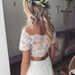 A-Line/Princess Off-the-Shoulder Floor-Length 1/2 Sleeves Lace Tulle Wedding Dresses DEP0006609