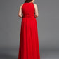 A-Line/Princess Jewel Ruched Sleeveless Long Chiffon Plus Size Dresses DEP0003119