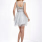 A-Line/Princess Straps Sleeveless Beading Short Elastic Woven Satin Homecoming Dresses DEP0008435