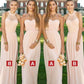 A-Line/Princess Sleeveless Floor-Length Ruched Chiffon Bridesmaid Dresses DEP0005185