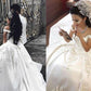Ball Gown Off-the-Shoulder Sleeveless Sweep/Brush Train Applique Satin Wedding Dresses DEP0006460