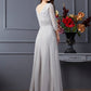 A-Line/Princess V-neck 3/4 Sleeves Applique Long Chiffon Mother of the Bride Dresses DEP0007309