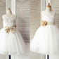 A-Line/Princess Tulle Lace Scoop Sleeveless Knee-Length Flower Girl Dresses DEP0007850