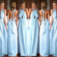 A-Line/Princess Sleeveless Spandex Floor-Length Bridesmaid Dresses DEP0005230