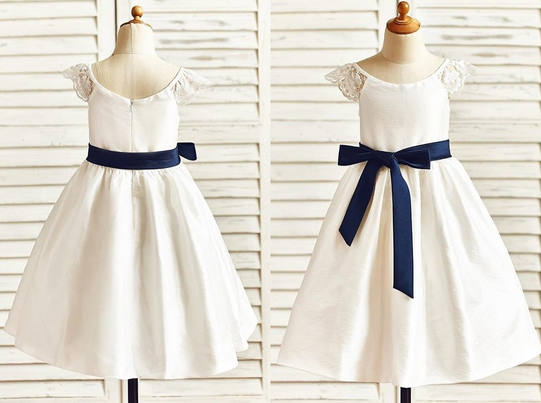 A-Line/Princess Knee-Length Scoop Sash/Ribbon/Belt Sleeveless Taffeta Flower Girl Dresses DEP0007915