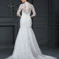 Trumpet/Mermaid V-neck Lace 1/2 Sleeves Long Lace Wedding Dresses DEP0006569
