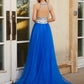 A-Line/Princess Jewel Beading Sleeveless Floor-Length Tulle Dresses DEP0004147