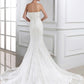 Trumpet/Mermaid Beading Strapless Sleeveless Lace Tulle Wedding Dresses DEP0006936