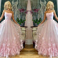 A-Line/Princess Bateau Tulle Applique Floor-Length Sleeveless Dresses DEP0001410