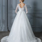 Ball Gown V-neck 3/4 Sleeves Court Train Lace Tulle Wedding Dresses DEP0006428