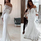 Trumpet/Mermaid Off-the-Shoulder Long Sleeves Court Train Lace Chiffon Wedding Dresses DEP0005997
