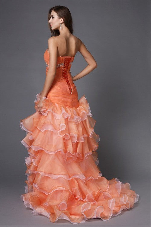 Ball Gown Strapless Beading Sleeveless High Low Organza Cocktail Dresses DEP0004035