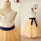 A-Line/Princess Sleeveless Tulle Lace Scoop Floor-Length Flower Girl Dresses DEP0007895
