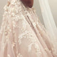 A-Line/Princess Tulle Applique Spaghetti Straps Sleeveless Court Train Wedding Dresses DEP0006841