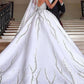 Ball Gown Sweetheart Satin Beading Sleeveless Sweep/Brush Train Wedding Dresses DEP0006524