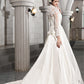 A-Line/Princess Long Sleeves Beading Applique Long Satin Wedding Dresses DEP0006637