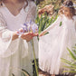 A-Line/Princess Long Sleeves V-neck Lace Floor-Length Flower Girl Dresses DEP0007461