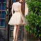A-Line/Princess Scoop Net Sleeveless Beading Short/Mini Two Piece Homecoming Dresses DEP0008556