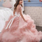 Ball Gown Jewel Short Sleeves Crystal Floor-Length Tulle Flower Girl Dresses DEP0007491