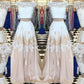 A-Line/Princess Sleeveless Bateau Chiffon Lace Floor-Length Two Piece Dresses DEP0001945