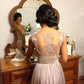 V-Neck Chiffon Lace Sequins Beads Cap Sleeves Dress DEP0005116
