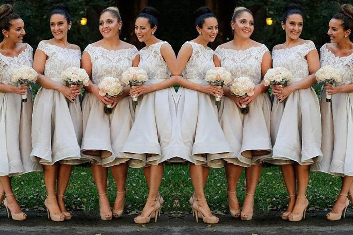 A-Line/Princess Off-the-Shoulder Sleeveless Chiffon Knee-Length Bridesmaid Dresses DEP0005193