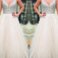 A-Line/Princess V-neck Sleeveless Floor-Length Beading Tulle Dresses DEP0002327