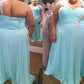 A-Line/Princess One-Shoulder Sleeveless Beading Floor-Length Chiffon Plus Size Dresses DEP0004411