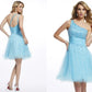 A-Line/Princess One-Shoulder Sleeveless Beading Short Organza Homecoming Dresses DEP0008819