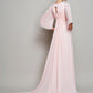 A-Line/Princess High Neck 1/2 Sleeves Beading Long Chiffon Mother of the Bride Dresses DEP0007088