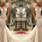 Trumpet/Mermaid Sleeveless Chapel Train V-neck Lace Wedding Dresses DEP0006086