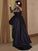 A-Line/Princess Long Sleeves Scoop Satin Applique Asymmetrical Plus Size Dresses DEP0002708