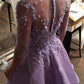 A-Line V-neck Cut Short With Applique Organza Lilac Homecoming Dresses DEP0008383