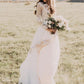 A-Line/Princess Applique Tulle Scoop Long Sleeves Sweep/Brush Train Wedding Dresses DEP0006074
