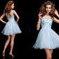 A-Line/Princess Scoop Sleeveless Beading Short Elastic Woven Satin Homecoming Dresses DEP0008444