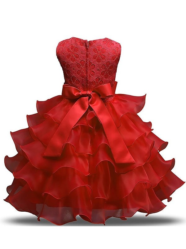 Ball Gown Sleeveless Scoop Ruffles Tea-Length Organza Flower Girl Dresses DEP0007678