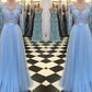 A-Line/Princess Scoop Sleeveless Floor-Length Applique Tulle Dresses DEP0002821